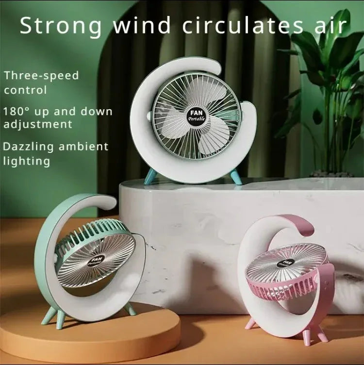 Multifunction Desktop Fan with LED Light