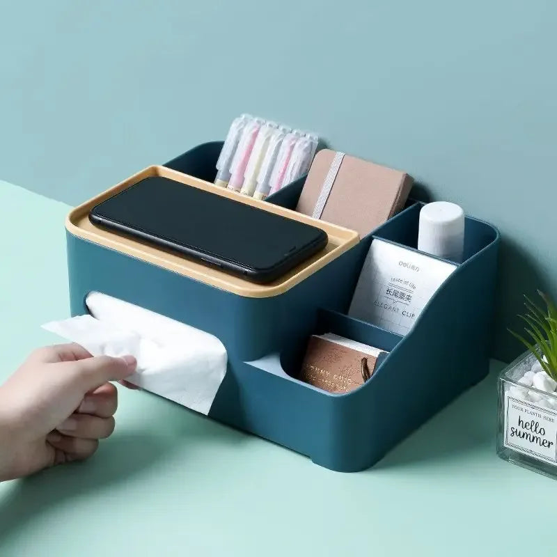 Multifunctional Organizer for Desk with Tissue Holder