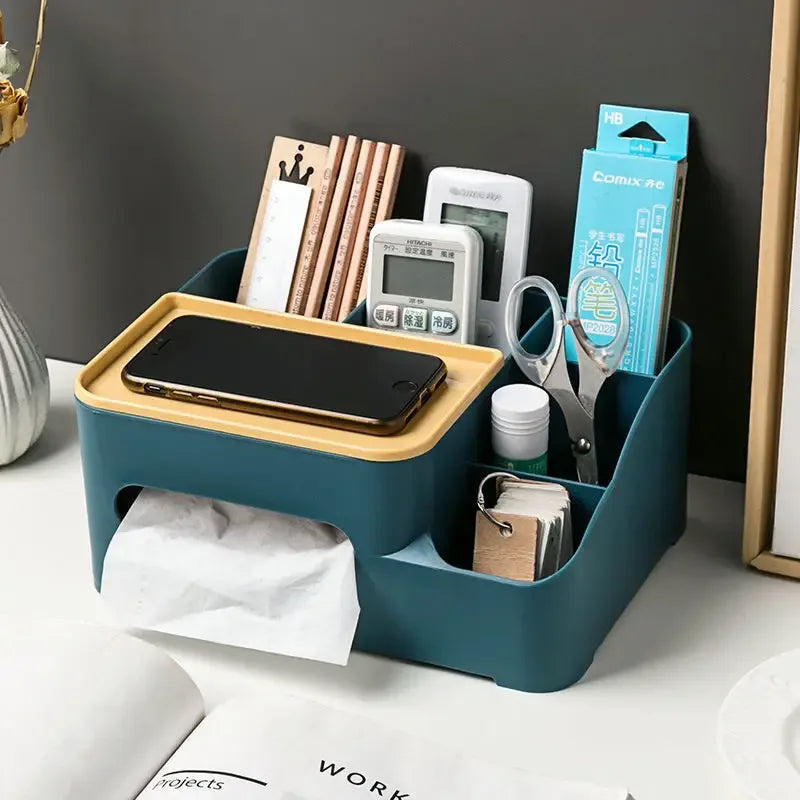 Multifunctional Organizer for Desk with Tissue Holder