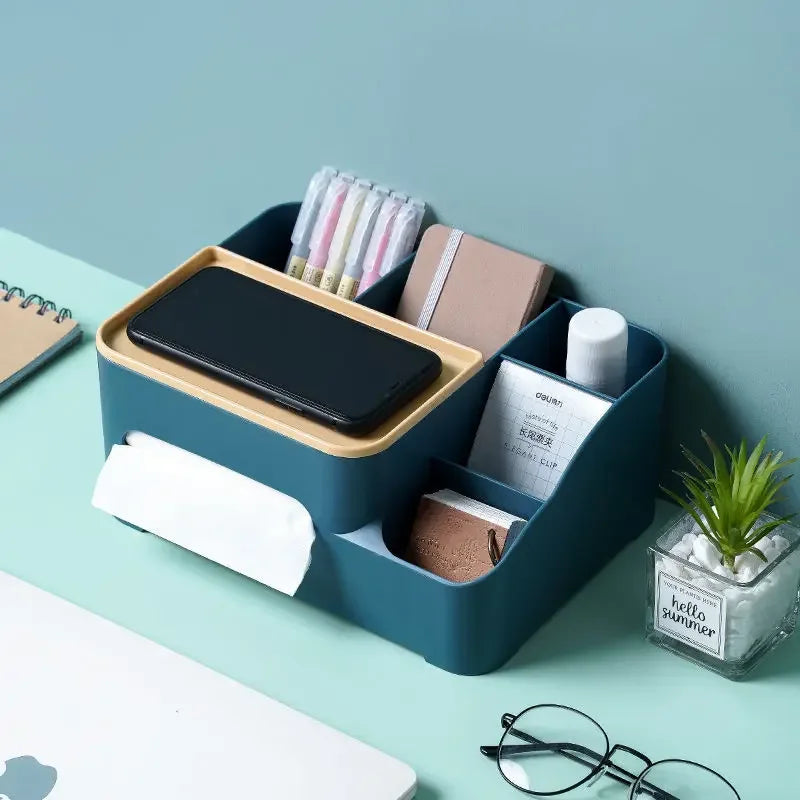 Multifunctional Organizer for Desk with Tissue Holder