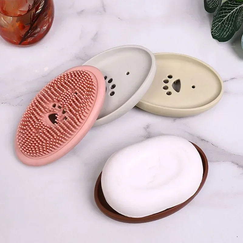 Multifunctional Silicone Soap Box with Brush