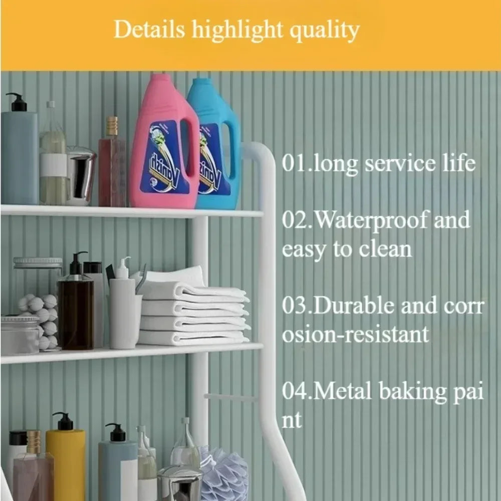 Multifunctional Toilet Rack with Shelves - Black