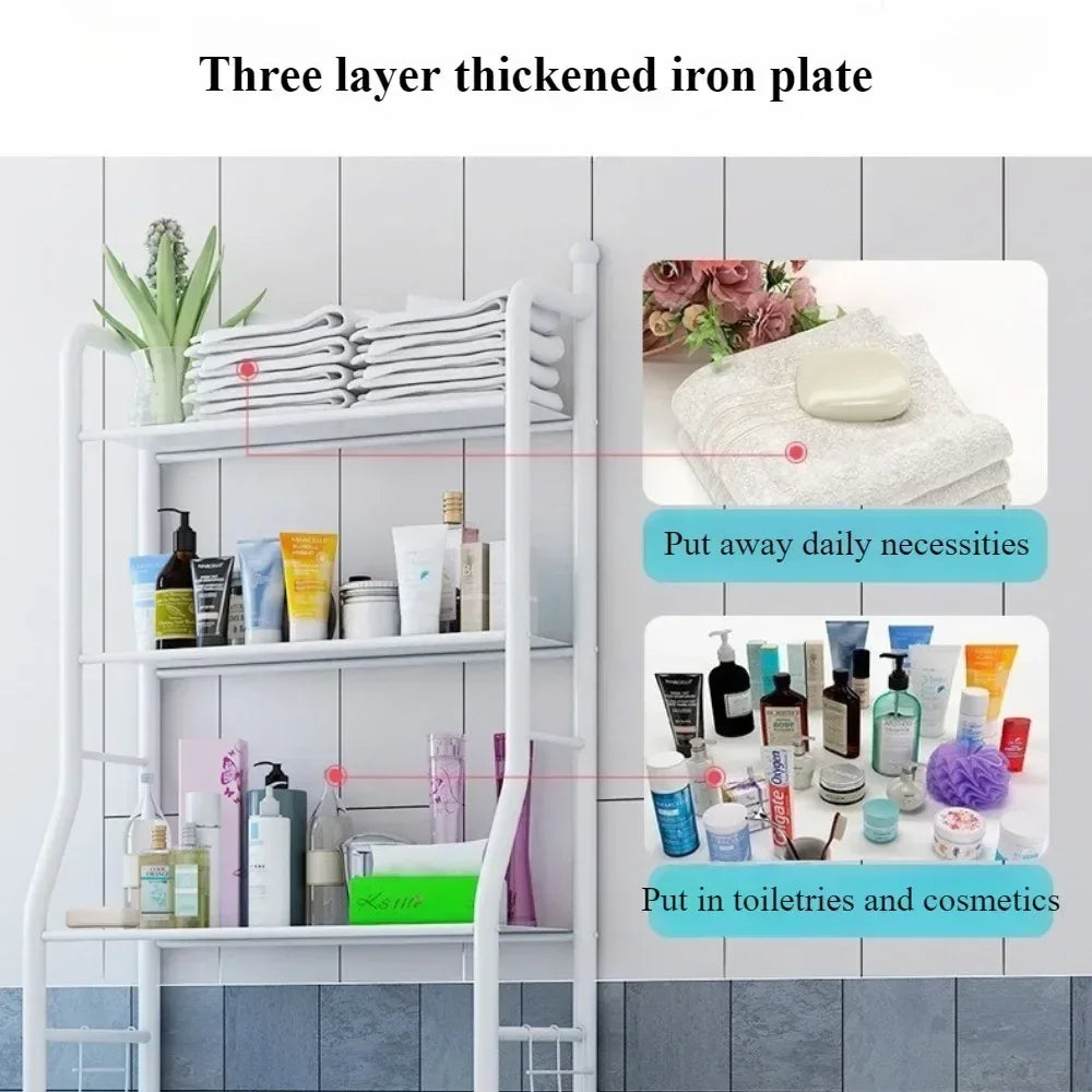 Multifunctional Toilet Rack with Shelves - Black