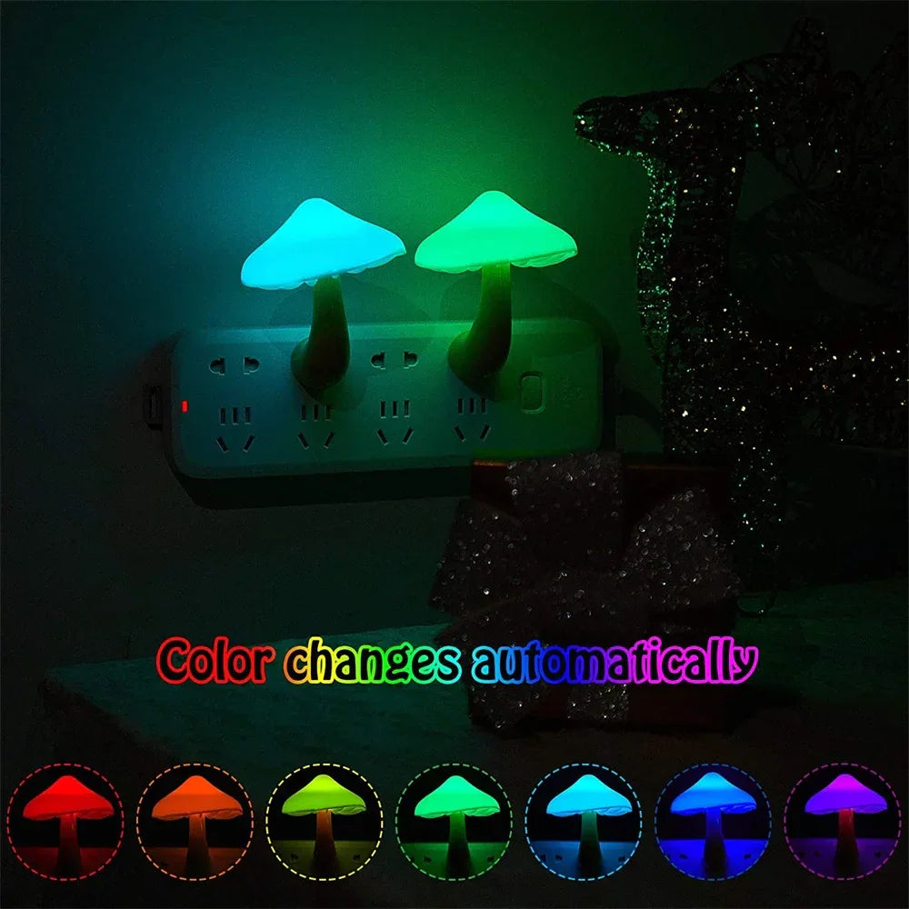 Mushroom LED Night Light with Color Changing Glow