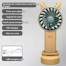 Mini Fan with Phone Stand - Portable & Cute