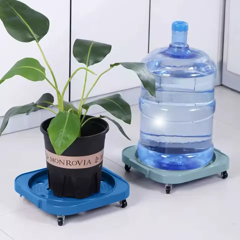 Outdoor Indoor Rolling Flower Pot Tray Stand