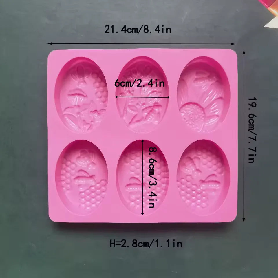6 Cavity Oval Soap Mold for Crafts