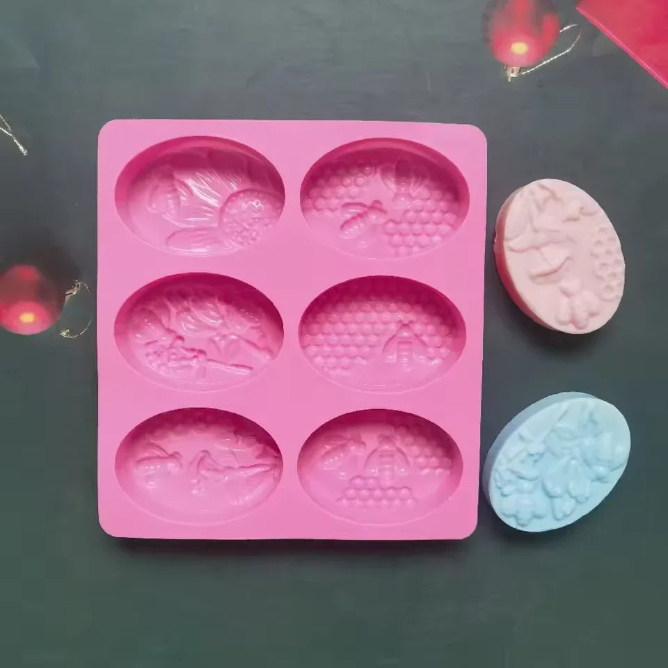 6 Cavity Oval Soap Mold for Crafts