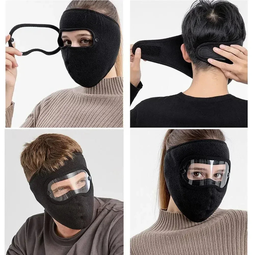 Polar Fleece Winter Mask with Goggles for Outdoor Sports