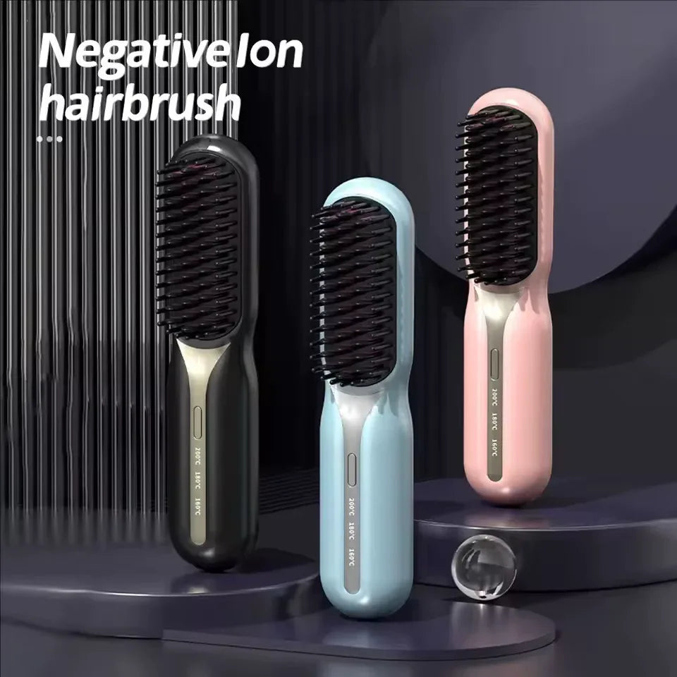 Portable Electric Hair Styling Comb with Negative Ion