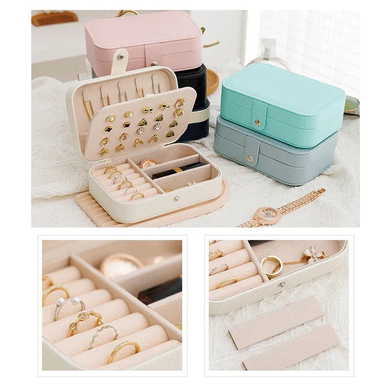 Portable Jewelry Storage Box with Multiple Compartments