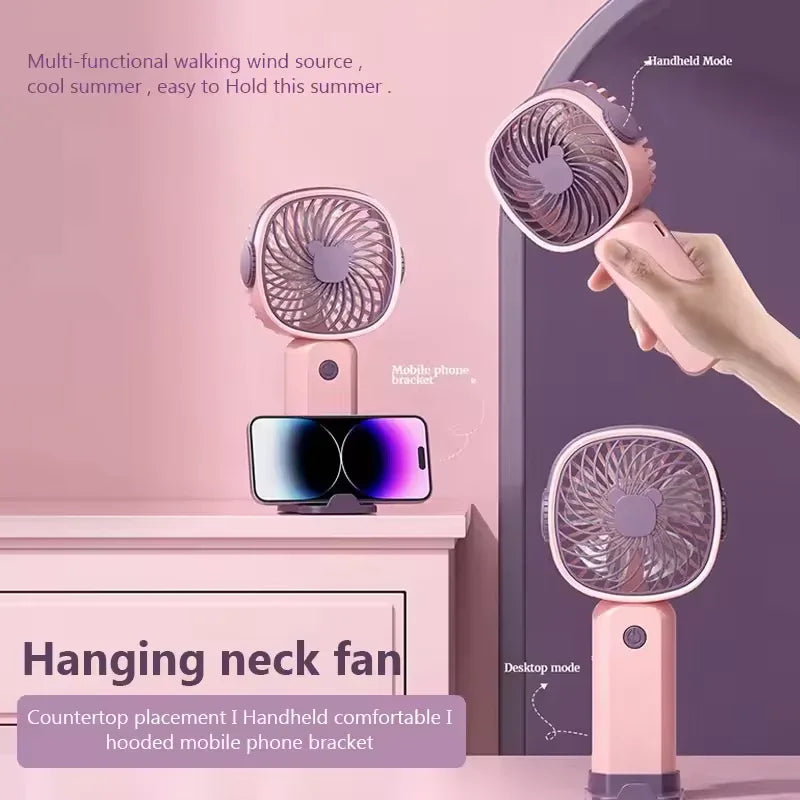 Portable Mini Fan USB Rechargeable with Phone Stand