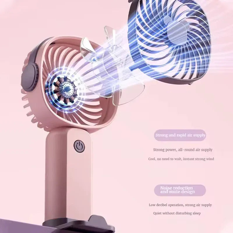 Portable Mini Fan USB Rechargeable with Phone Stand