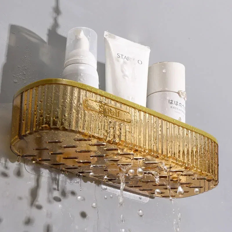 Punch-Free Bathroom Shelf Plastic Organizer