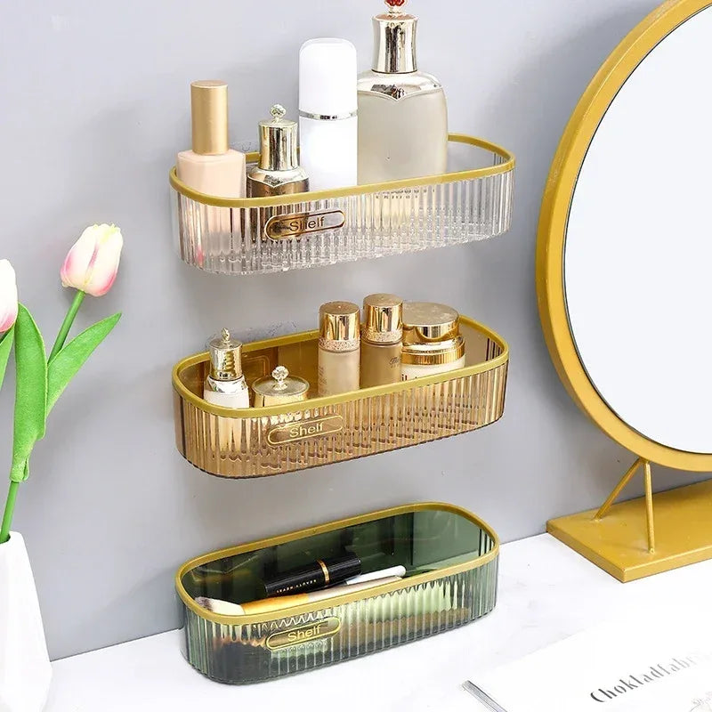 Punch-Free Bathroom Shelf Plastic Organizer