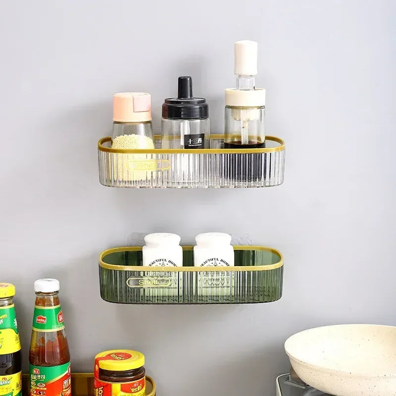 Punch-Free Bathroom Shelf Plastic Organizer