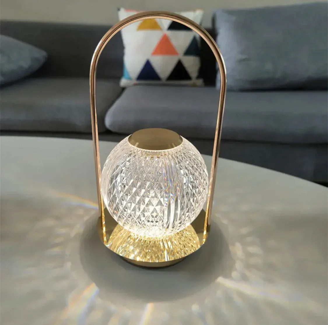 Retro Metal Table Lamp with Glass Globe