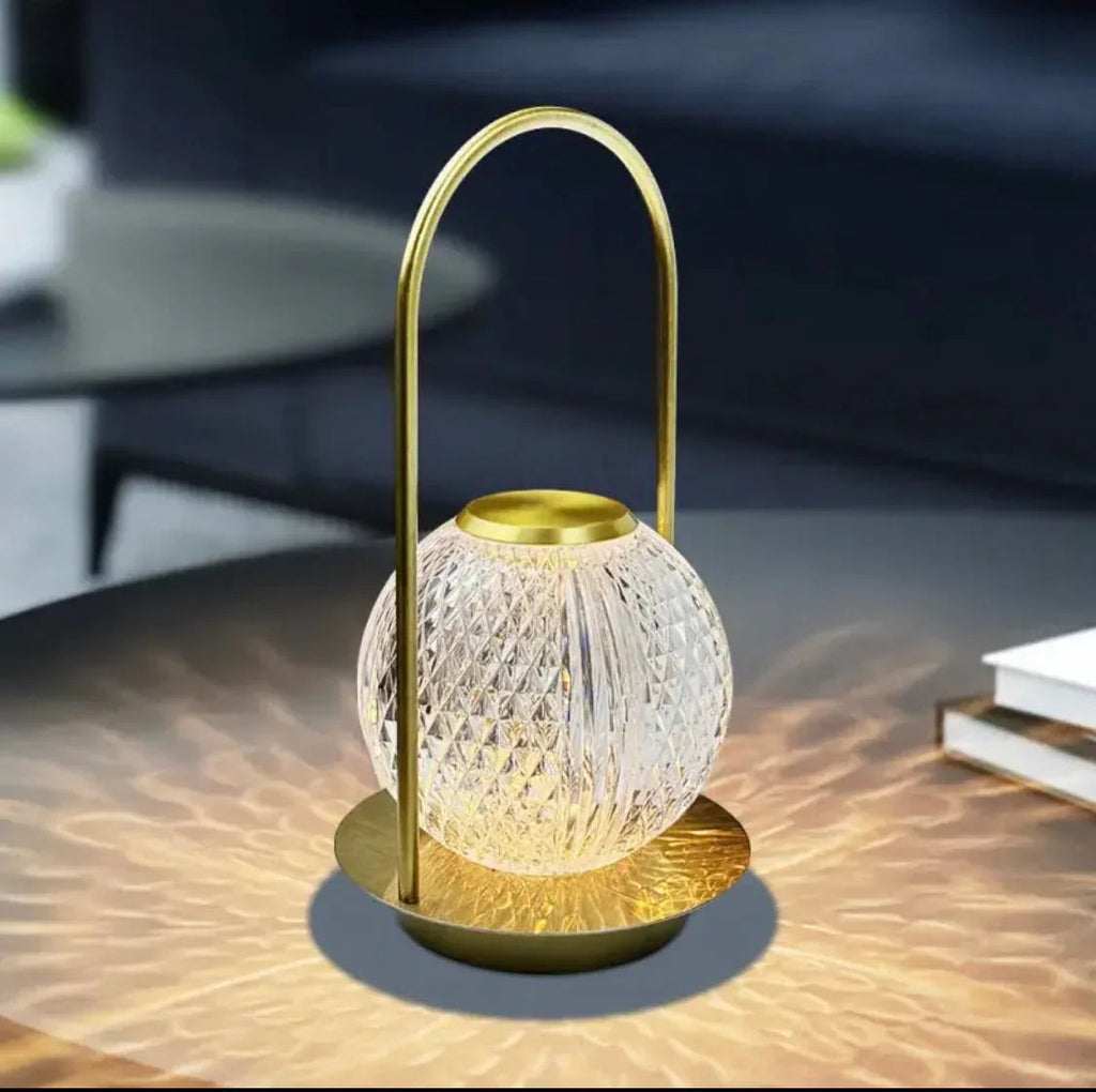 Retro Metal Table Lamp with Glass Globe