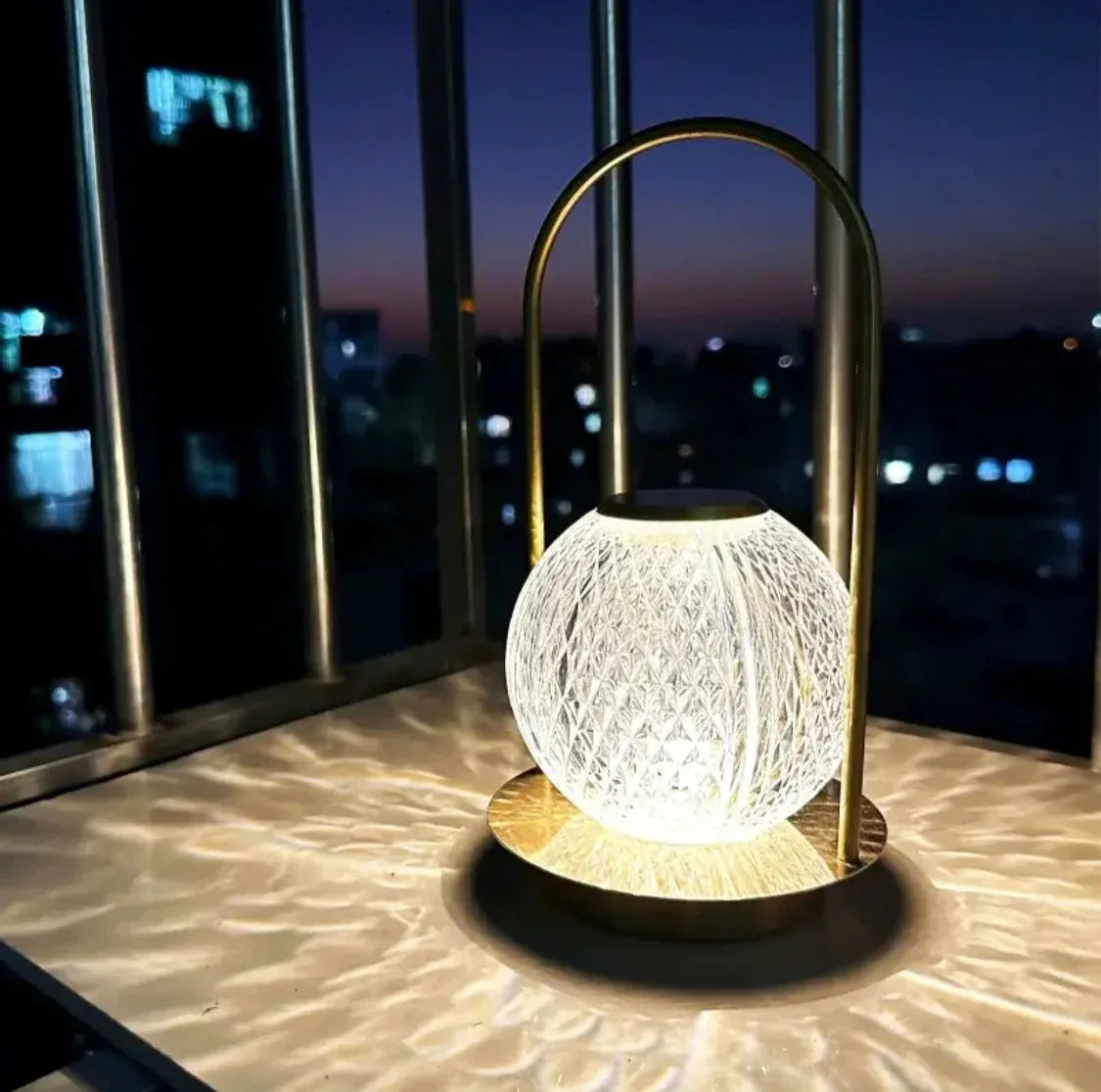 Retro Metal Table Lamp with Glass Globe