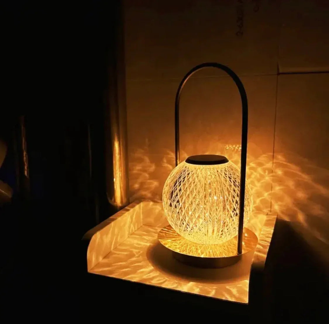 Retro Metal Table Lamp with Glass Globe