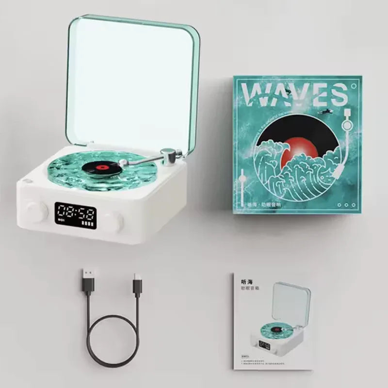 Retro Turntable Bluetooth Speaker with RGB Lights