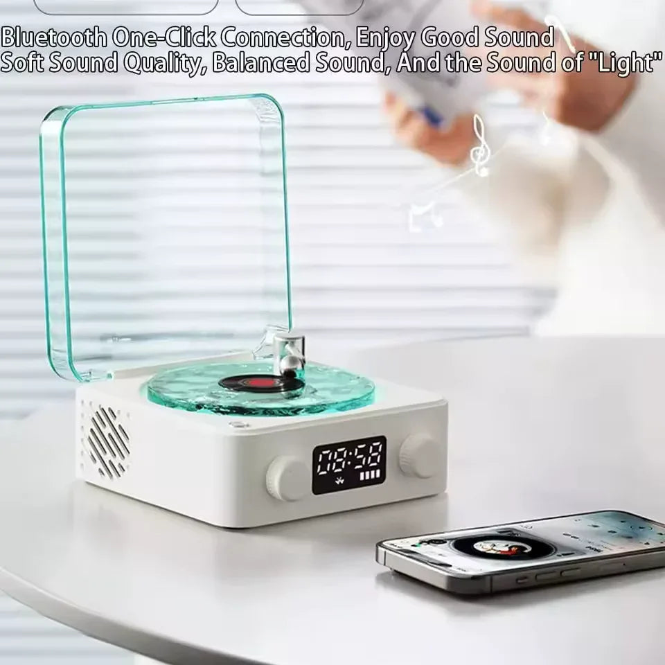 Retro Turntable Bluetooth Speaker with RGB Lights