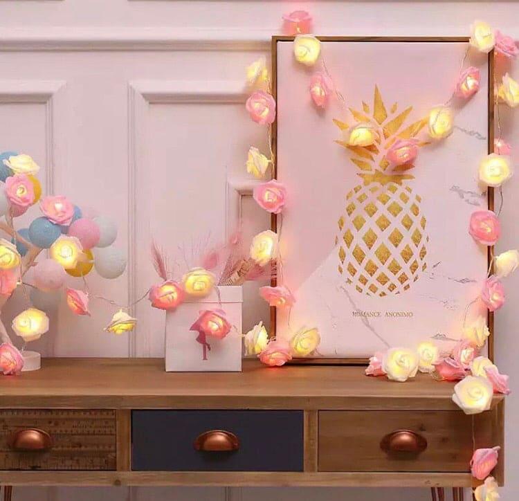 Rose Fairy Lights for Bedroom Decor – Soft Glow