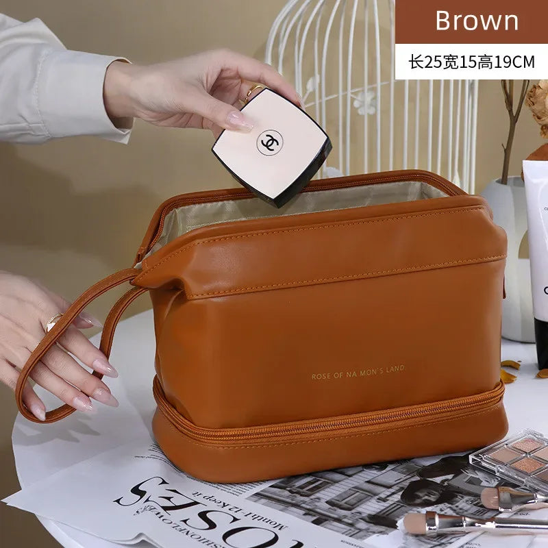 PU Leather Makeup Storage Case with Handle