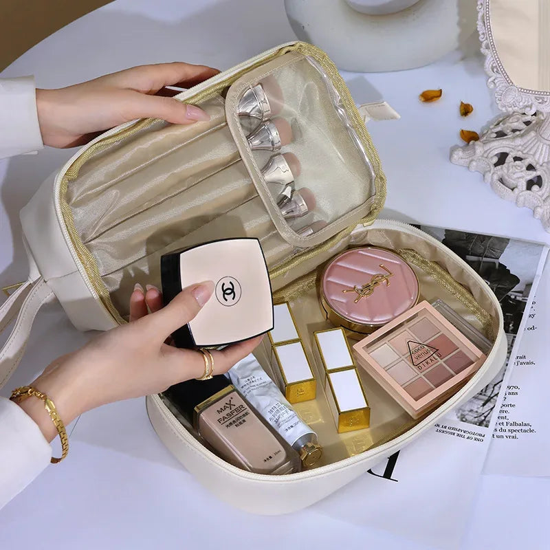 PU Leather Makeup Storage Case with Handle