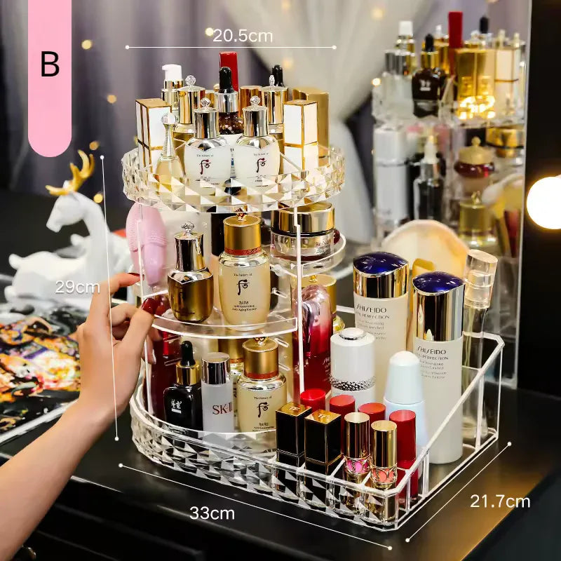 Rotating Cosmetic Storage Box - Clear Makeup Organizer
