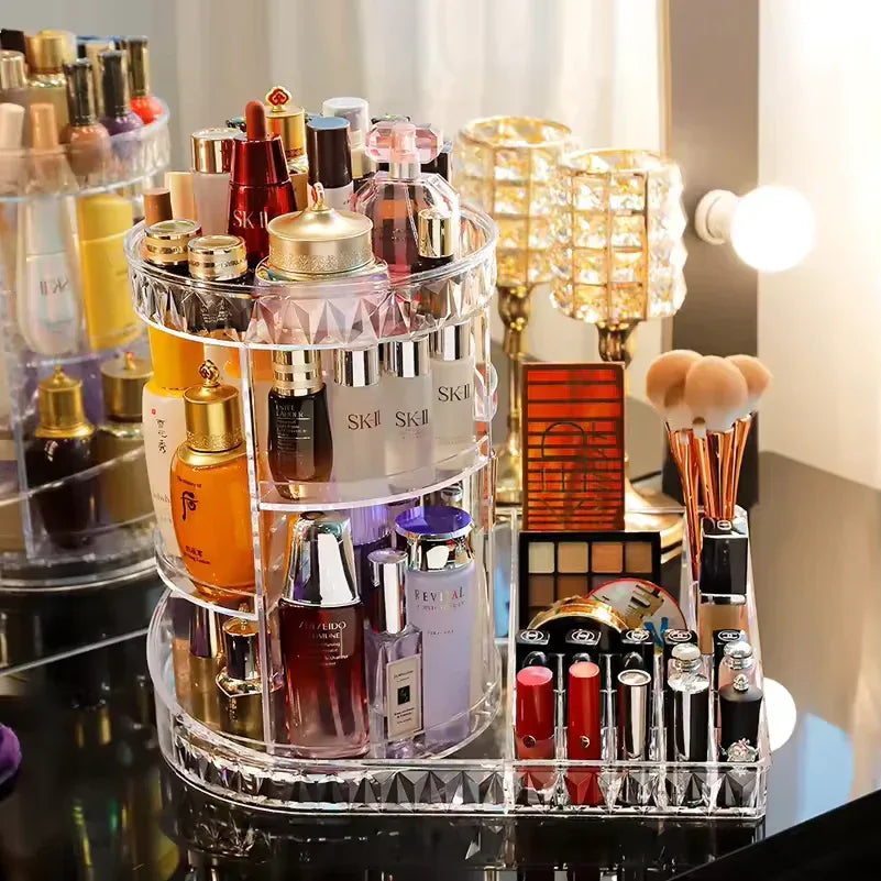Rotating Cosmetic Storage Box - Clear Makeup Organizer