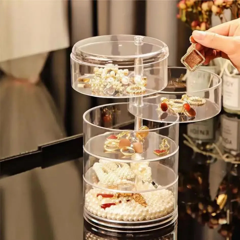 Rotating Jewelry Storage Box - Clear Organizer