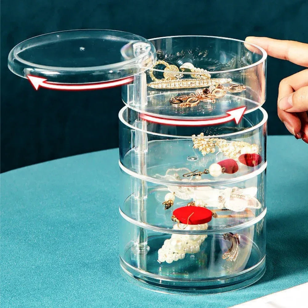 Rotating Jewelry Storage Box - Clear Organizer