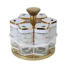 Rotating Spice Jar Set with 6 Glass Jars