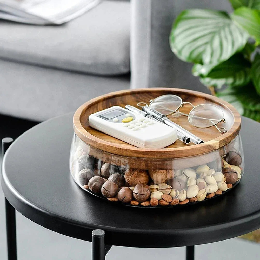 Airtight Glass Storage Canister with Natural Wooden Lid