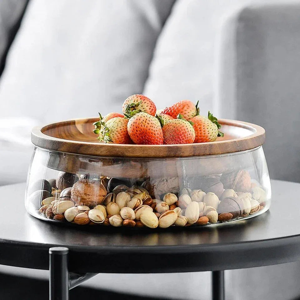 Airtight Glass Storage Canister with Natural Wooden Lid