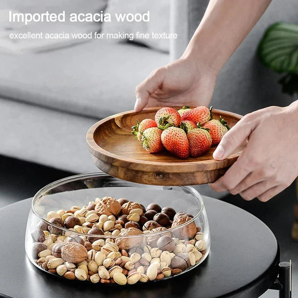 Airtight Glass Storage Canister with Natural Wooden Lid