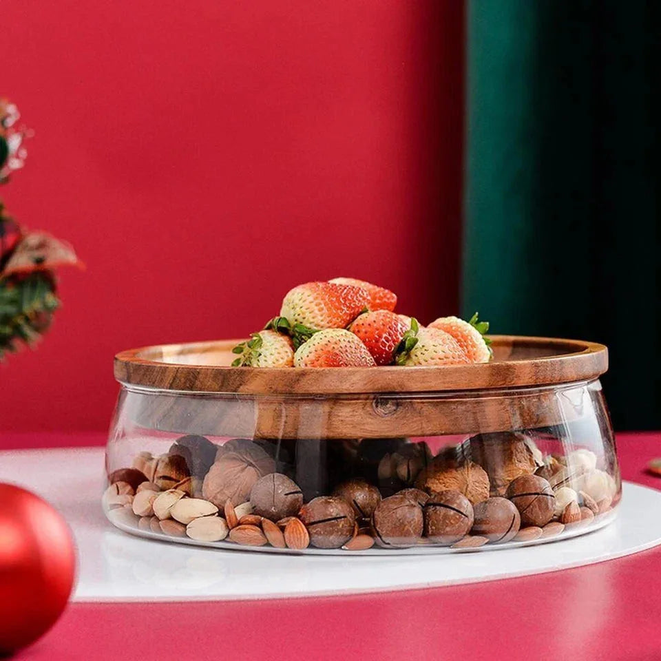 Airtight Glass Storage Canister with Natural Wooden Lid
