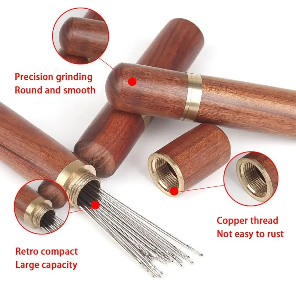 Sandalwood Needle Organizer - Durable Wood Case