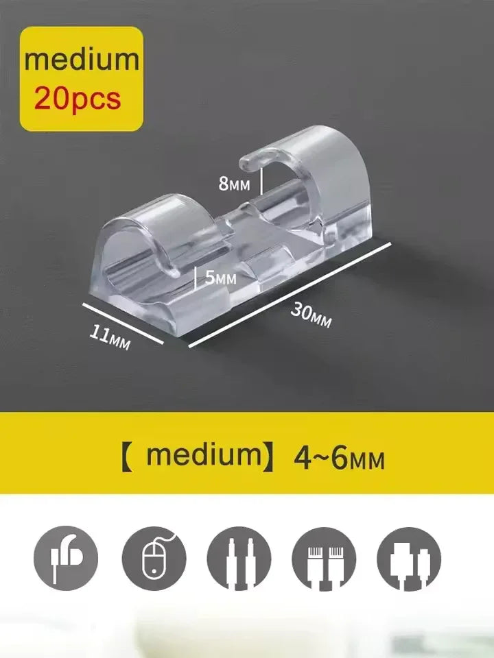 Pack of 4 Self Adhesive Wire Holder Cable Clips