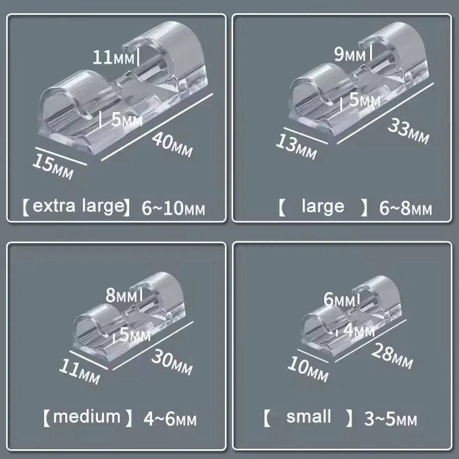 Pack of 4 Self Adhesive Wire Holder Cable Clips