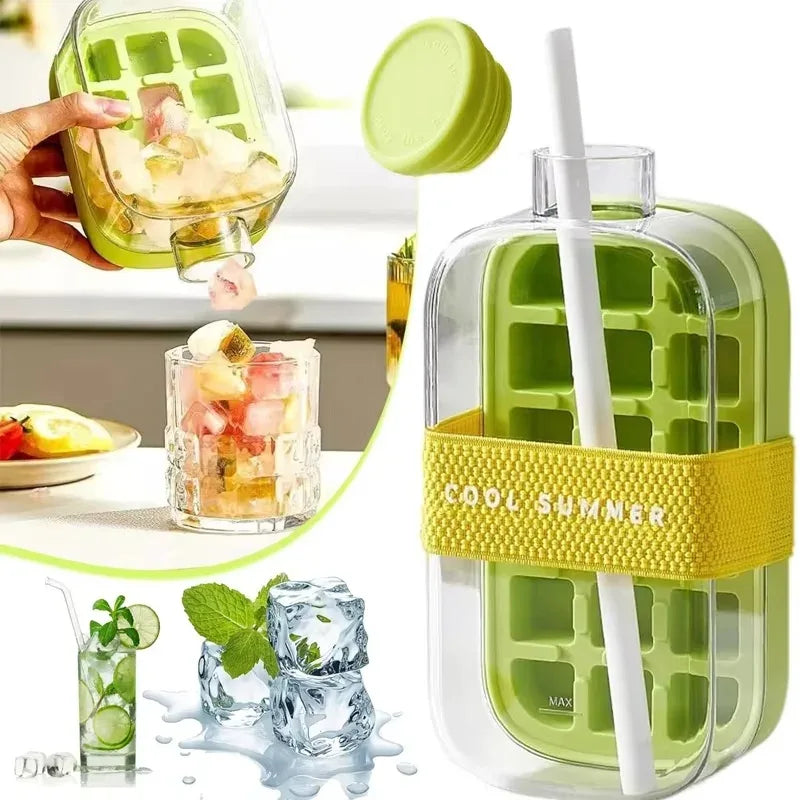 Silicone Ice Cube Tray with Straw - Leakproof