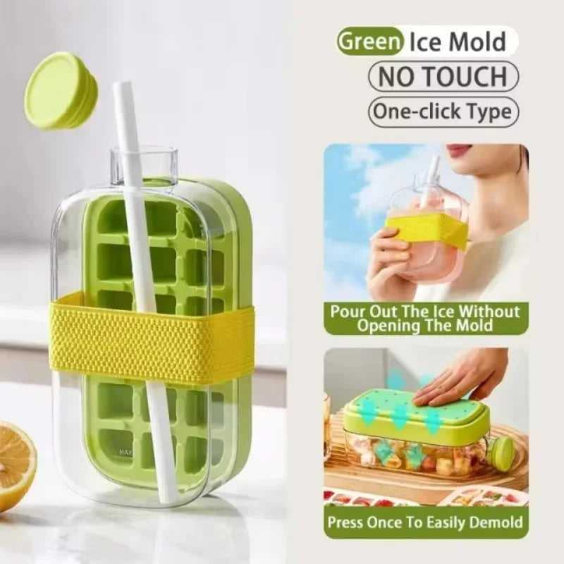 Silicone Ice Cube Tray with Straw - Leakproof