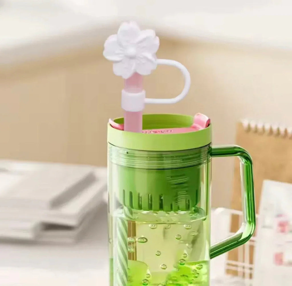 Set of 3 Silicone Straw Toppers Floral Design
