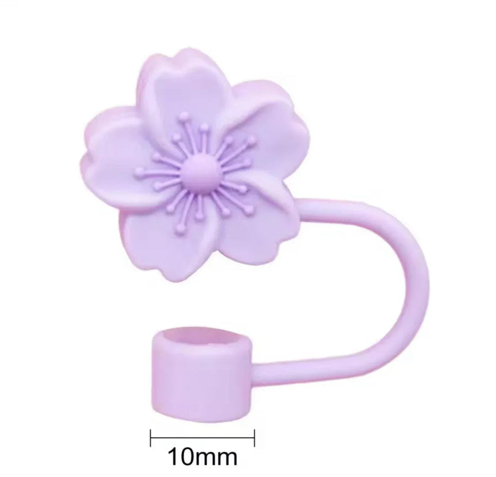 Set of 3 Silicone Straw Toppers Floral Design