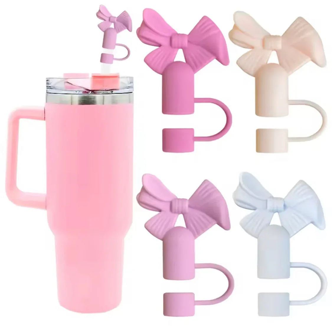Set of 3 Silicone Straw Toppers Floral Design