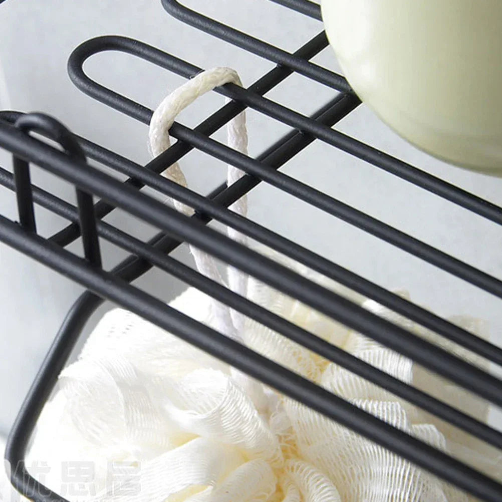 Wall-Mounted Sink Shelf Organizer with Hooks