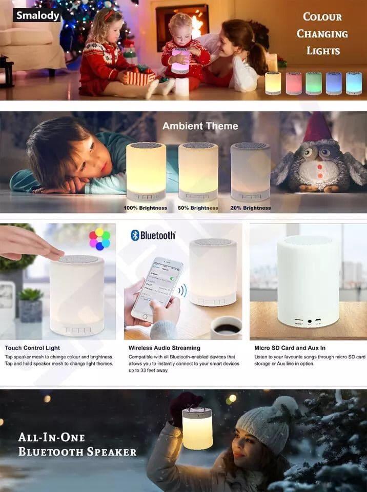 Wireless Bluetooth Speaker with LED Lamp - 7 Colors Touch Control