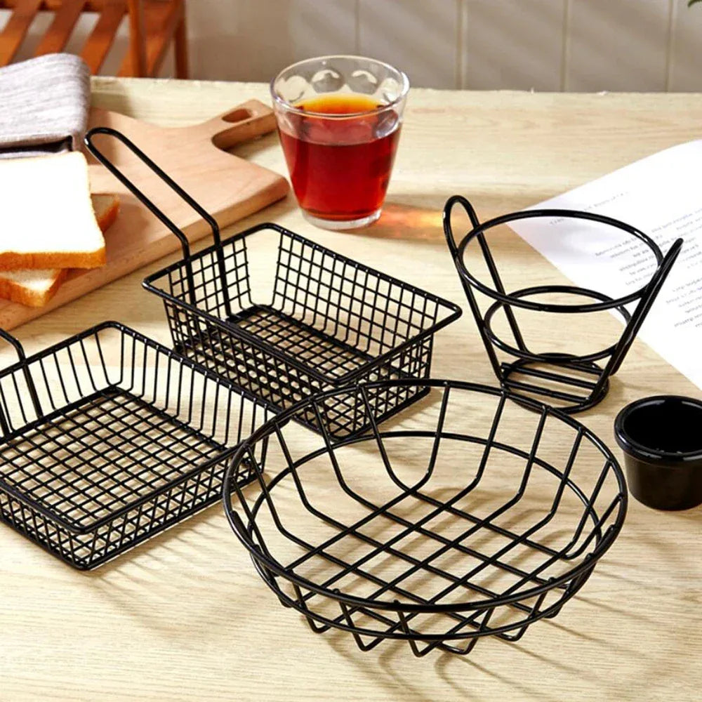 Black Metal Snack Buckets for Serving