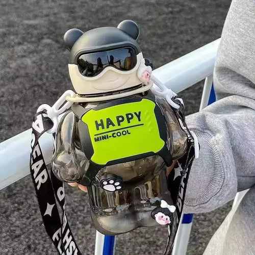 800ml Sports Water Bottle With Straw - Bear Design